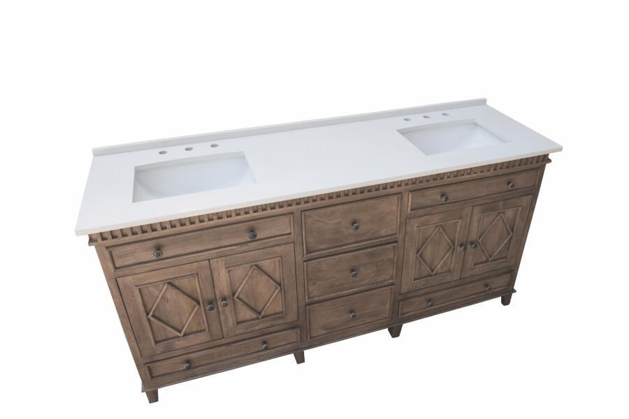 72 Inch Double Sink Bathroom Vanity with Choice of No Top