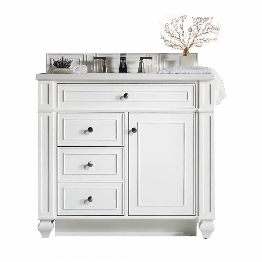 36 Inch Single Sink Bathroom Vanity in Bright White with Choice of Top