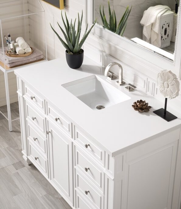 48 Inch Single Sink Bathroom Vanity in Cottage White with Choice of Top