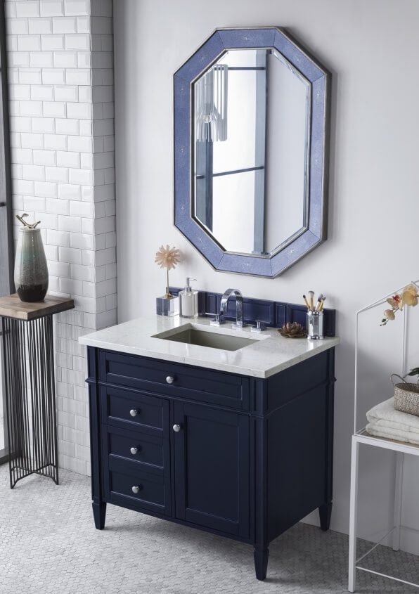 36 Inch Single Sink Bathroom Vanity in Victory Blue with Choice of Top