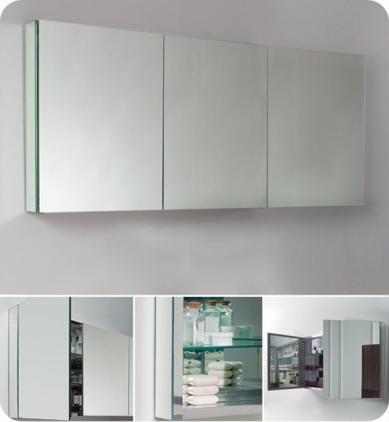 Three Mirrored Door Medicine Cabinet