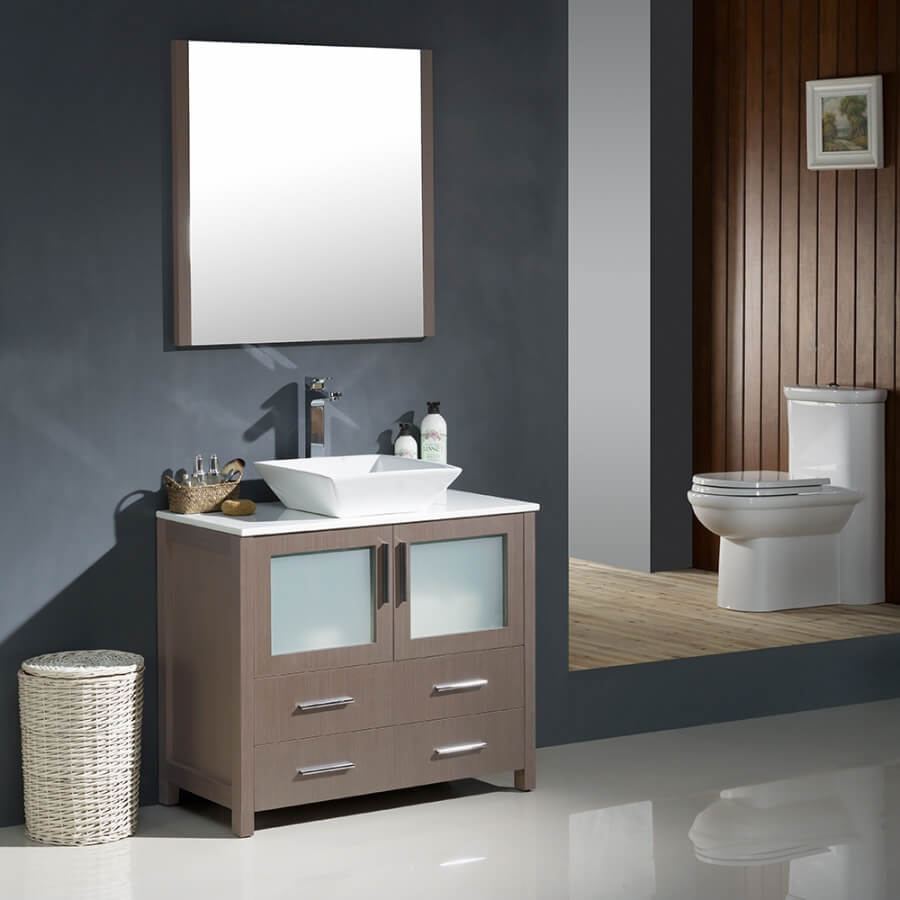 36 Inch Gray Oak Modern Bathroom Vanity