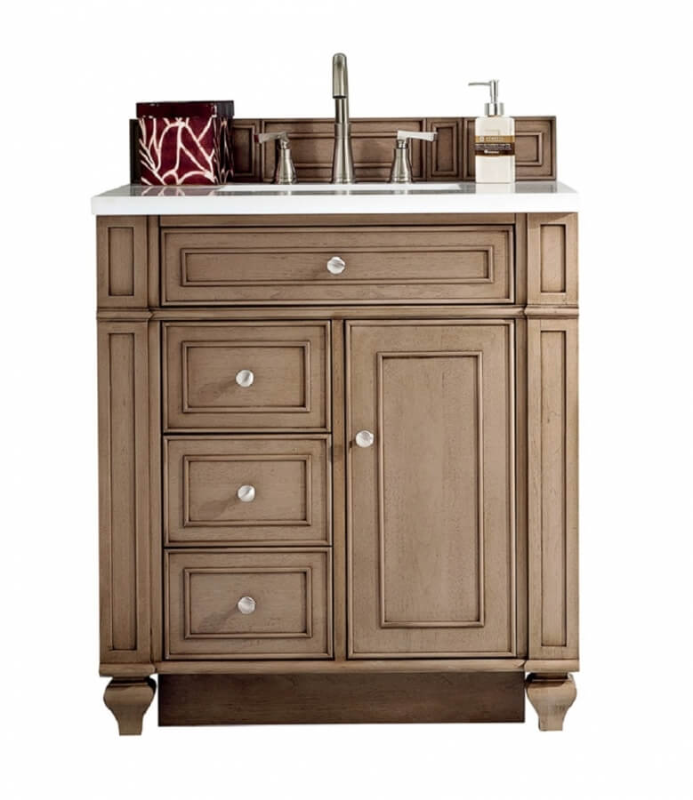 30 Inch Single Sink Bathroom Vanity in Whitewashed Walnut