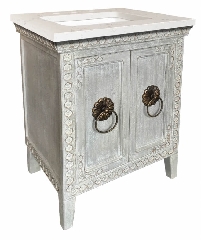 30 Inch Single Sink Bathroom Vanity in Distressed White