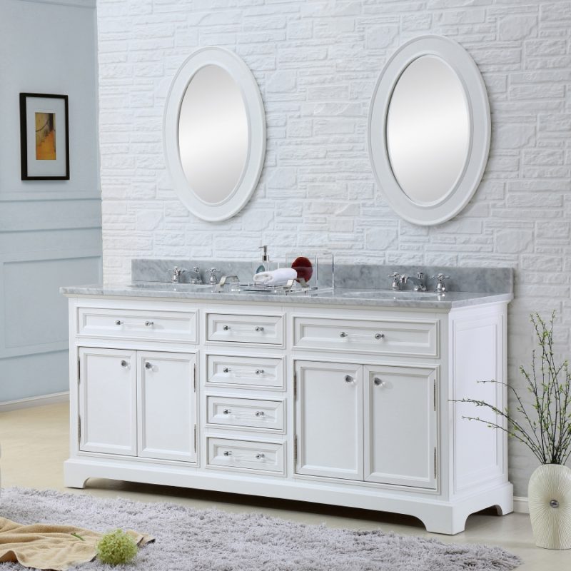 72 Inch Double Sink Bathroom Vanity in Pure White