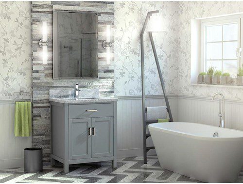 Oxford gray finsihs transitional vanity cabinet