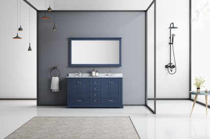 60 Inch Double Sink Bathroom Vanity in Navy Blue