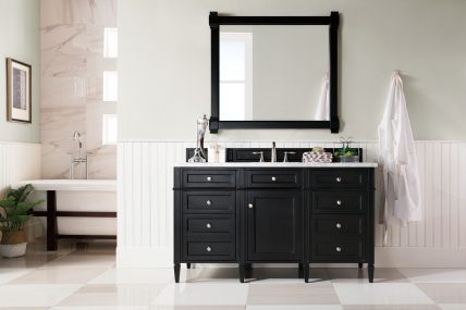 60 Inch Single Sink Bathroom Vanity in Black with Choice of Top