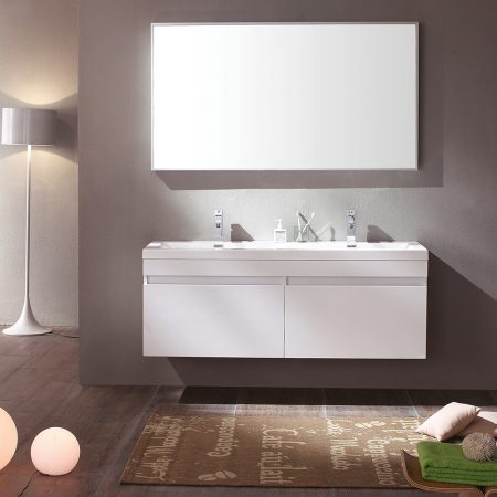 57 Inch White Modern Bathroom Vanity