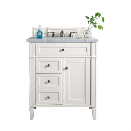 30 Inch Single Sink Bathroom Vanity in Bright White with Choice of Top