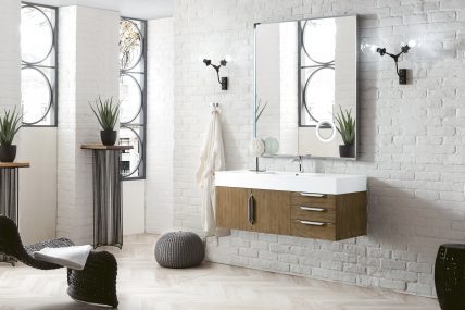 James Martin Mercer Island 36 Single Vanity, Ash Gray - Radiant Gold Trims