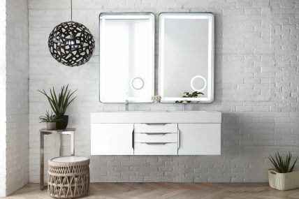59 Inch Double Sink Bathroom Vanity in Glossy White