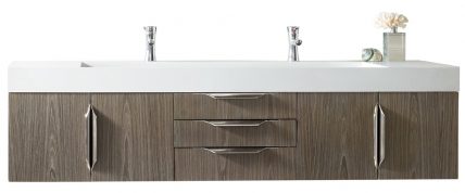 72 Inch Double Sink Bathroom Vanity in Ash Gray with Electrical Component