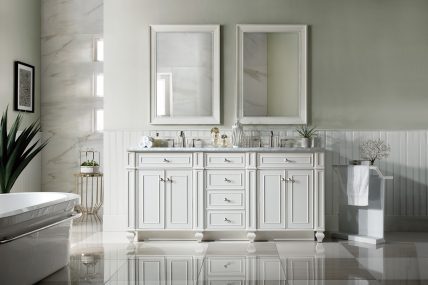 72 Inch Double Sink Bathroom Vanity in Bright White with Choice of Top