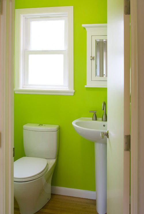 neon-green-powder-room-with-pedestal-sink-contemporary-bathroom-san-francisco