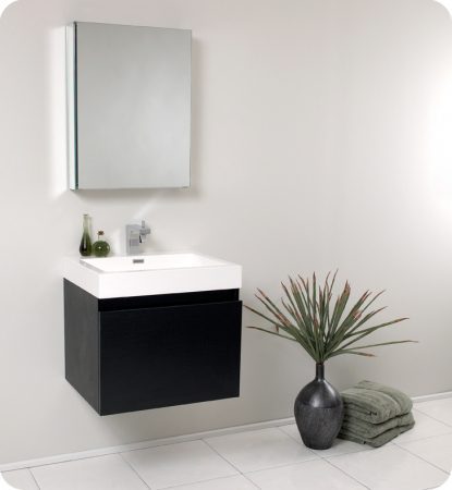 23.5 Inch Black Modern Bathroom Vanity with Medicine Cabinet