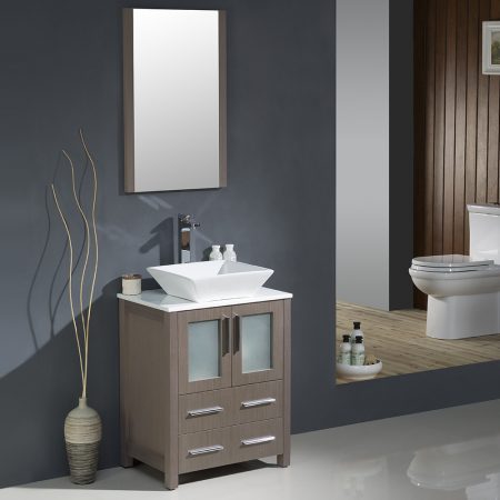 24 Inch Gray Oak Modern Bathroom Vanity