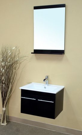 24 Inch Single Sink Black Wall Mount Bathroom Vanity