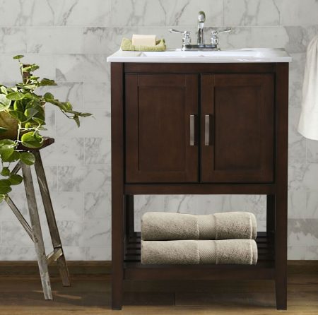 24 Inch Traditional Single Sink Vanity in Coffee Brown