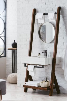 30 Inch Single Sink Bathroom Vanity in Mid Century Walnut