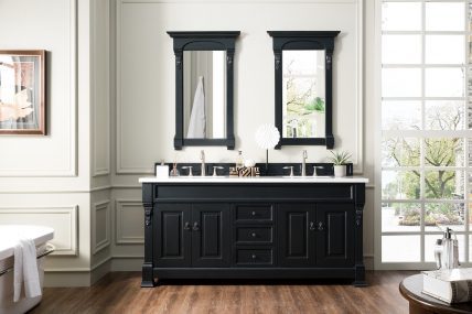 72 Inch Double Sink Bathroom Vanity in Antique Black