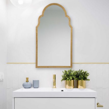 Gold Leaf Arched Bathroom Wall Mirror