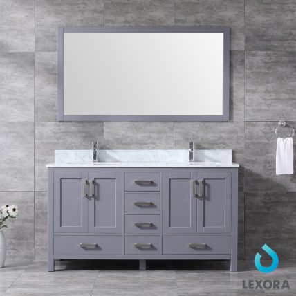 60 Inch Double Sink Bathroom Vanity in Dark Gray