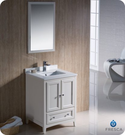 24 Inch Single Sink Bathroom Vanity in Antique White