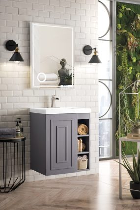 24 Inch Modern Grey Smoke Floating Single Bathroom Vanity