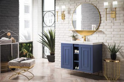 40 Inch Modern Azure Blue Floating Single Sink Bath Vanity